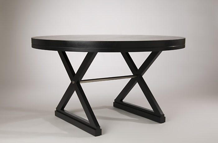 Black stained, rift sawn White Oak Pasteur table with sculptural base